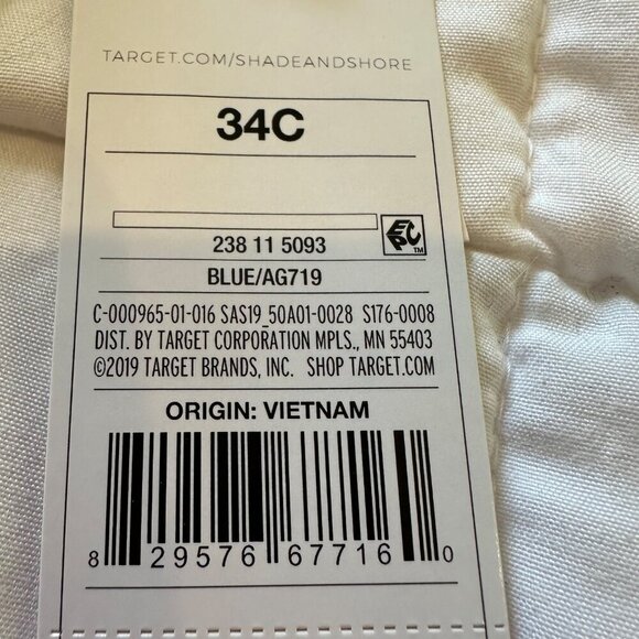 Shade & Shore Light Lift Bandeau Bikini Top Blue White Stripe Women 34C Nautical - Picture 13 of 16